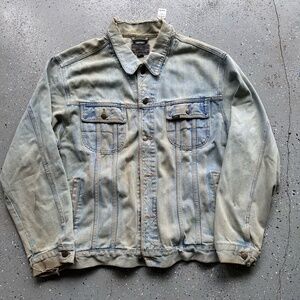 Lee 1980s True Vintage Faded Distressed Light Wash Denim Jacket Extra Large
